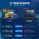 Underwater Fishing Camera, Portable Fish Finder with 7" LCD Monitor, IP68 Waterproof 1200TVL HD Fishing Camera with 12pcs White Lights for Lake Kayak Boat Ice Dark Fishing (98ft/30M Cable)