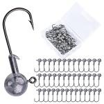 Goture Round Jig Heads, Lead Hooks for Freshwater Saltwater Fishing, Swimbait Jig Heads with Box, Crappie Pro (1/28oz, 50pcs)