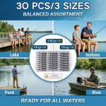 Hfuiqau 30/55pcs Drop Shot Weights Fishing Sinkers Kit, Pencil Fishing Weights with 360° Barrel Swivels, Tight Weight Lead Sinker Assortment, Divided Storage Box for Freshwater Saltwater Bass Fishing