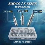 Hfuiqau 30/55pcs Drop Shot Weights Fishing Sinkers Kit, Pencil Fishing Weights with 360° Barrel Swivels, Tight Weight Lead Sinker Assortment, Divided Storage Box for Freshwater Saltwater Bass Fishing