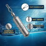 Hfuiqau 30/55pcs Drop Shot Weights Fishing Sinkers Kit, Pencil Fishing Weights with 360° Barrel Swivels, Tight Weight Lead Sinker Assortment, Divided Storage Box for Freshwater Saltwater Bass Fishing