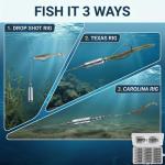 Hfuiqau 30/55pcs Drop Shot Weights Fishing Sinkers Kit, Pencil Fishing Weights with 360° Barrel Swivels, Tight Weight Lead Sinker Assortment, Divided Storage Box for Freshwater Saltwater Bass Fishing