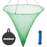 QualyQualy Bridge and Pier Fishing Net, Foldable Drop Net for Pier Fishing with Rope, Landing Net with Soft Steel Hoop(32''×36'')