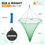 QualyQualy Bridge and Pier Fishing Net, Foldable Drop Net for Pier Fishing with Rope, Landing Net with Soft Steel Hoop(32''×36'')