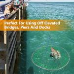 QualyQualy Bridge and Pier Fishing Net, Foldable Drop Net for Pier Fishing with Rope, Landing Net with Soft Steel Hoop(32''×36'')