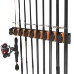 PLUSINNO V9 Vertical Fishing Rod Holders, Wall Mounted Fishing Pole Holders, Fishing Rod Rack Holds Up to 9 Rods or Combos, Fishing Rod Holders for Garage,Fishing Gear and fishing Gifts for Men