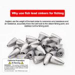 FREGITO 50pcs Fishing Weight Sinkers, Lead Worm Weights Fishing Sinkers for Bass Fishing Texas Rigs(3.5g)