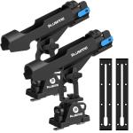 PLUSINNO Kayak Fishing Rod Holder with Tracks, 2 in 1 Fishing Rod Holders for Boat, Kayak Accessories, Fishing Pole Holders for Track Mount / Deck Mount with Fishing Rod Protective Strap, Kayak Rail