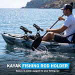 PLUSINNO Kayak Fishing Rod Holder with Tracks, 2 in 1 Fishing Rod Holders for Boat, Kayak Accessories, Fishing Pole Holders for Track Mount / Deck Mount with Fishing Rod Protective Strap, Kayak Rail