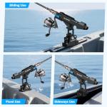 PLUSINNO Kayak Fishing Rod Holder with Tracks, 2 in 1 Fishing Rod Holders for Boat, Kayak Accessories, Fishing Pole Holders for Track Mount / Deck Mount with Fishing Rod Protective Strap, Kayak Rail