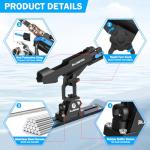 PLUSINNO Kayak Fishing Rod Holder with Tracks, 2 in 1 Fishing Rod Holders for Boat, Kayak Accessories, Fishing Pole Holders for Track Mount / Deck Mount with Fishing Rod Protective Strap, Kayak Rail