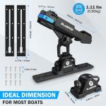 PLUSINNO Kayak Fishing Rod Holder with Tracks, 2 in 1 Fishing Rod Holders for Boat, Kayak Accessories, Fishing Pole Holders for Track Mount / Deck Mount with Fishing Rod Protective Strap, Kayak Rail