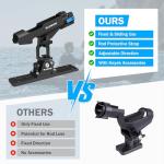 PLUSINNO Kayak Fishing Rod Holder with Tracks, 2 in 1 Fishing Rod Holders for Boat, Kayak Accessories, Fishing Pole Holders for Track Mount / Deck Mount with Fishing Rod Protective Strap, Kayak Rail