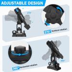 PLUSINNO Kayak Fishing Rod Holder with Tracks, 2 in 1 Fishing Rod Holders for Boat, Kayak Accessories, Fishing Pole Holders for Track Mount / Deck Mount with Fishing Rod Protective Strap, Kayak Rail