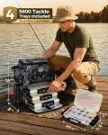 MATEIN Pro Fishing Backpack with 4 Tackle Boxes & Rod Holders, Water Resistant Tackle Backpack 3600 with Knife and Gripper Side Storage & Cooler Compartment, Fishing Gifts for Men, Camo