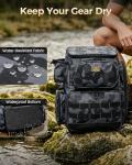 MATEIN Pro Fishing Backpack with 4 Tackle Boxes & Rod Holders, Water Resistant Tackle Backpack 3600 with Knife and Gripper Side Storage & Cooler Compartment, Fishing Gifts for Men, Camo
