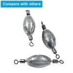 Uenhoy 20 Pcs Fishing Weights Inline Trolling Fishing Sinker Tackle with Inner Swivels, Oval Drop Casting Fishing Weight Sinkers, 1/6 oz (5g)