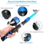 Yoilreyl Kids Fishing Rod and Reel Combo Push Button Small Collapsible Telescopic Fishing Pole Kit Beginner Youth Boys Fishing Starter Set Tackle(Casting Rod,5.91FT,Blue)