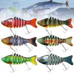 6PCS Fishing Lures for Freshwater and Saltwater, Slow Sinking Segmented Lifelike Multi Jointed Swimbait for Bass Trout Crappie Walleye Pike (New Version)
