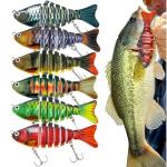 6PCS Fishing Lures for Freshwater and Saltwater, Slow Sinking Segmented Lifelike Multi Jointed Swimbait for Bass Trout Crappie Walleye Pike (New Version)