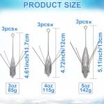 Fishing Sinker Weights Lead Surfing Casting Spider Sinkers Long Tail Fishing Sinkers Fishing Equipment for Catfish Saltwater Ocean Beach Sand (4oz - 3pcs)