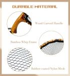 Nuoviyiya Fly Fishing Net with Release, Lightweight Trout Fishing Net with Wooden Handle Frame, Rubber-Coated Mesh Landing Nets for Minnow, Catch and Release