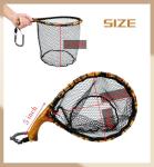 Nuoviyiya Fly Fishing Net with Release, Lightweight Trout Fishing Net with Wooden Handle Frame, Rubber-Coated Mesh Landing Nets for Minnow, Catch and Release