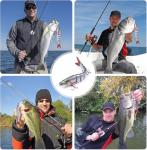 Multi Jointed Fishing Lures Kit (3 Pack), 8-Segment Lifelike Swimbait for Bass Trout Walleye, Slow Sinking Hard Lure with Treble Hooks, Realistic Topwater Freshwater Saltwater Fishing Bait Set