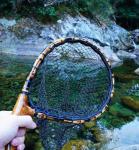 Nuoviyiya Fly Fishing Net with Release, Lightweight Trout Fishing Net with Wooden Handle Frame, Rubber-Coated Mesh Landing Nets for Minnow, Catch and Release