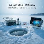 Jiisquilyx Underwater Camera & Fish Finder: 5.5 Inch OLED 1080P Waterproof Ice Fishing Camera with Monitor｜Portable Fish Finders for Ice/Lake Fishing｜Depth Finder for Boat/Kayak & Murky Under Water