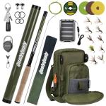 QualyQualy Tenkara Fly Rod Combo Beginner Kit, Tenkara Fishing Rod in 10.6ft/11.6ft 24T Fly Fishing Kit with Telescopic Fly Rod Flies Tippet and Fishing Chest Bag