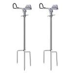 AVCMOTO Fishing Rod Holders for Bank Fishing, 360 Degree Adjustable Fishing Pole Holders for Ground, Multifunctional Stainless Steel Beach Fishing Rod Holder Fishing Gifts for Men (Silver)