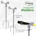 AVCMOTO Fishing Rod Holders for Bank Fishing, 360 Degree Adjustable Fishing Pole Holders for Ground, Multifunctional Stainless Steel Beach Fishing Rod Holder Fishing Gifts for Men (Silver)