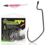 LUCKYFISHING EWG Hooks Worm Hooks for Bass Fishing 50PCS Offset Texas Rig for Freshwater Saltwater Size 4/0