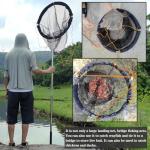 Drasry Large Collapsible Bridge Pier Fishing Net Landing Net with Rod, High Load Aluminum Ring Drop Net for Saltwater and Freshwater Rubber Coated Basket with 49.2 ft Rope 23.6 * 23.6 * 27.5 in