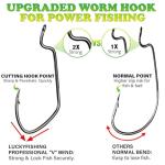 LUCKYFISHING EWG Hooks Worm Hooks for Bass Fishing 50PCS Offset Texas Rig for Freshwater Saltwater Size 4/0
