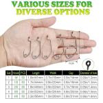 LUCKYFISHING EWG Hooks Worm Hooks for Bass Fishing 50PCS Offset Texas Rig for Freshwater Saltwater Size 4/0