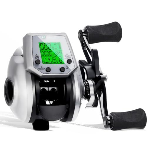 SAMOLLA Baitcasting Fishing Reel 8 oz Ultralight Smart Digital Baitcaster Reels with 22 Lb Max Drag 7.2:1 High-Speed Gear Ratio Right Handed Freshwater Saltwater Compact Design Silver TX900