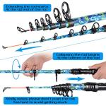 Sougayilang Telescopic Fishing Rod and Reel Combos, Full Kit with Carrier Bag, 11+1 Bearings Spinning Reel, Carbon Fiber Travel Fishing Pole for Saltwater Freshwater