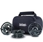 fairiland TURMAX MK2 Fly Fishing Reel Combo, CNC Aluminum Large Arbor Fly Reel with 2 Extra Spools and Storage Case, Sealed Carbon Drag, Left/Right Retrieve (5/6wt)