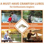 TRUSCEND Pre-Rigged Fishing Jigs, 1:50 Super Durable TPE Bass Fishing Lures, Well-Made Lifelike Soft Crayfish Swimbait, Weedless MarshSwamp Fishing Lure for Trout Crappie Walleye, Keep Separately!