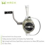 Lew’s MACH 1 Spinning Fishing Reel, Size 200 Reel, 9+1 Bearings, 6.2:1 Gear Ratio, Graphite Frame, Speed Gears, Speed Lube (Clam Packaging)