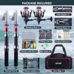Goture Fishing Rod and Reel Combos-2PCS Telescopic Fishing Pole+2PCS Spinning Reels with Carrier Bag,1.8M-2.7M Telescopic Rod Reel Kit for Starter Travel Saltwater Freshwater,Gifts for Men