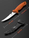 pullther fishing 5 Inch Fishing Knife,Stainless Steel Fishing Bait Knife with Non-Slip Handle,Fishing Gear with Protective Sheath