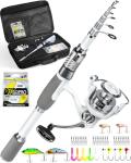 Ghosthorn Fishing Rod and Reel Combo Carbon Fiber Telescopic Fishing Pole Carrier Bag Portable Kit Saltwater Freshwater (Fishing Rod&Reel Combo with Bag, 1.8m 6ft)