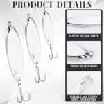 Shappy 15 Pcs Fishing Lures Fishing Spoons Set 3 Sizes Casting Spoon Lure 1/5 3/4 1 oz Casting Spoon Hard Metal Hooks for Bass Trout Salmon Freshwater Saltwater(Silver)