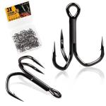 Dovesun Fishing Treble Hooks 3X Strong Professional V Triple Fishing Hooks for Saltwater Freshwater 50PCS Black Nickel Size #6