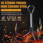 Dovesun Fishing Treble Hooks 3X Strong Professional V Triple Fishing Hooks for Saltwater Freshwater 50PCS Black Nickel Size #6