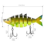 BASSDASH Bone Swimbait Multi Jointed Hard Fishing Lure for Bass Trout Bluegill Pike with Angled Cut Segments 3.7in/0.66oz