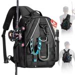 Piscifun Fishing Backpack with Rod Holder, Lightweight Sling Bag Storge Gear and Equipment, Black, Urban, Standard